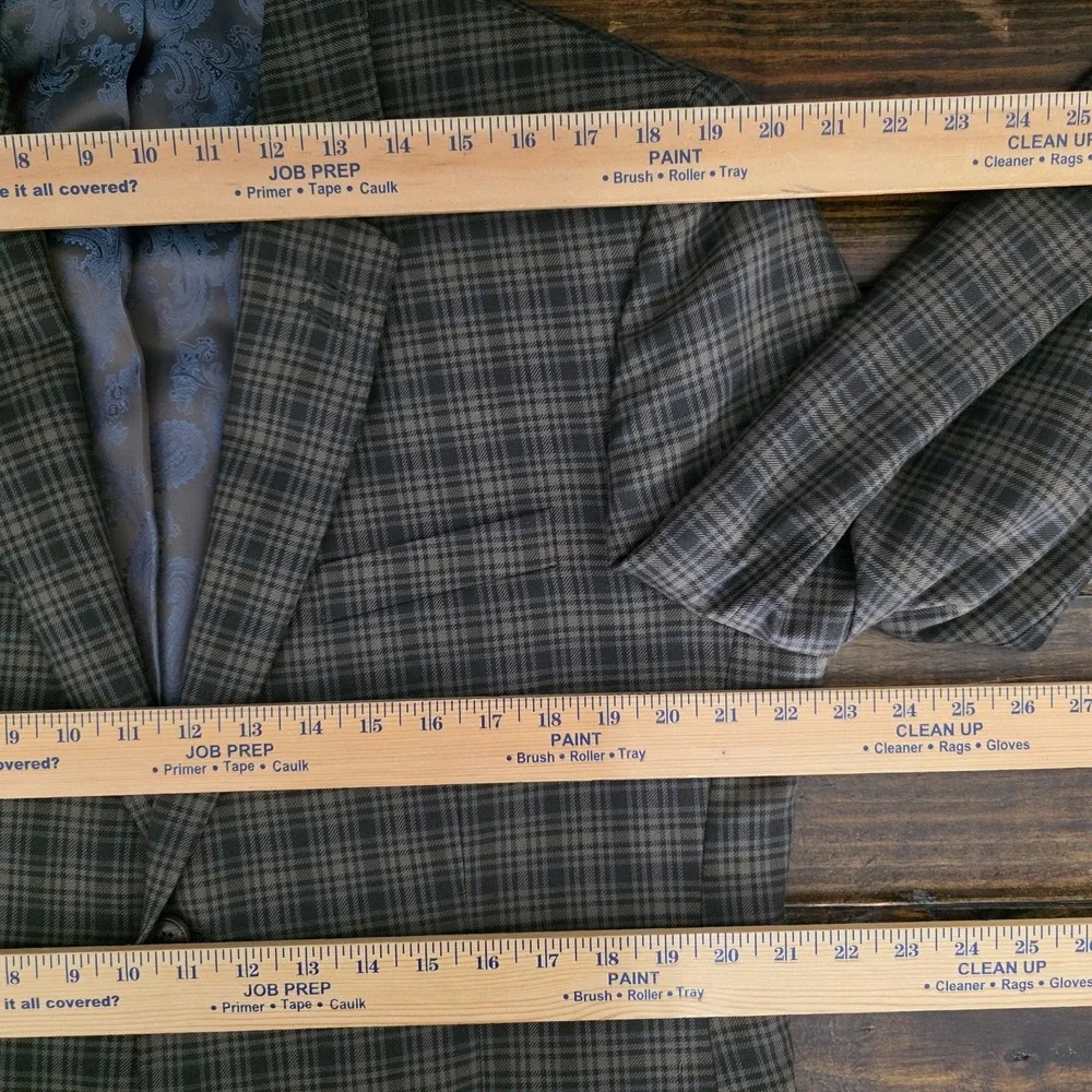 Haggar Men's Sport Coat Blazer Two Button Brown Checked‎ polyester LARGE